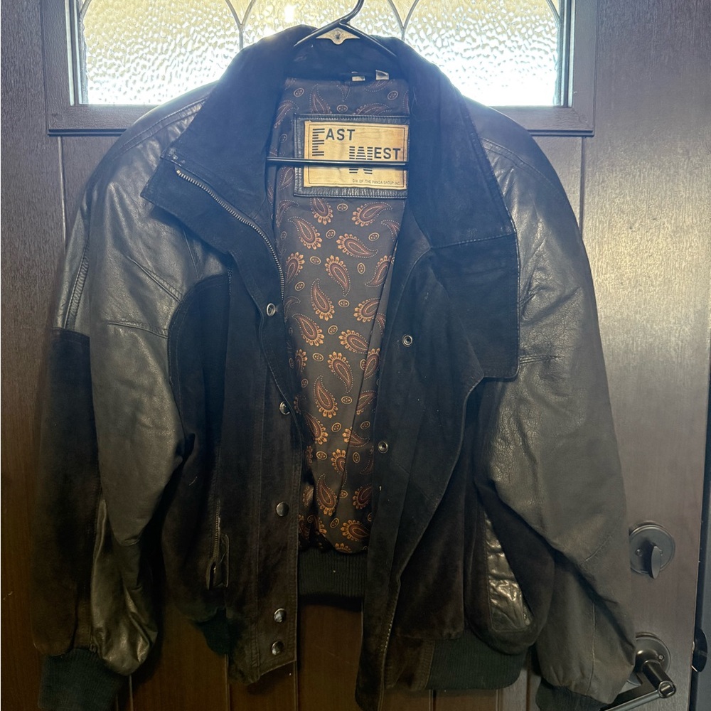Vintage East West Leather & Suede Bomber Jacket – Panda Group